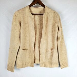 Leggiadro Open Front Cashmere Wool Cardigan